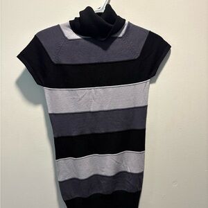 Sweater Project Striped Turtleneck Sweater Dress | Black & Grey | Size Small